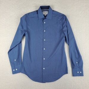 Construct Dress Shirt Mens Small Blue White Slim Cooling‎ Comfort 4 Way Stretch